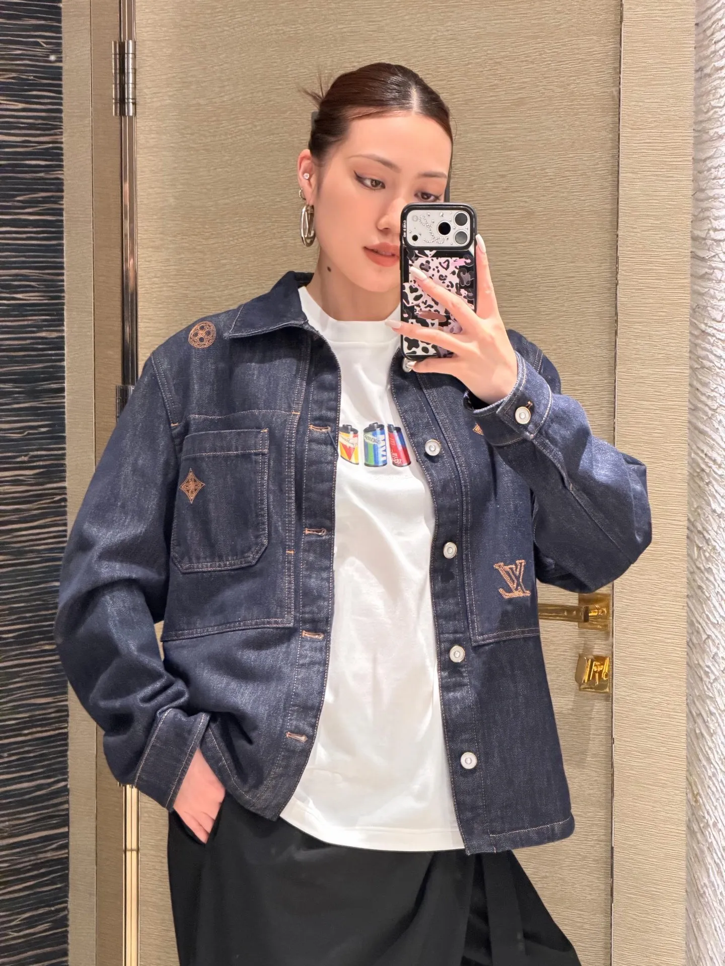 Louis Vuitton/Louis Vuitton embroidered logo denim jacket
